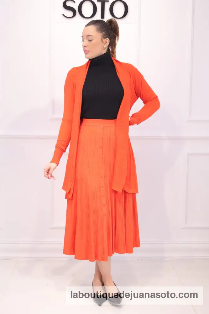 Falda botones H-089 NARANJA