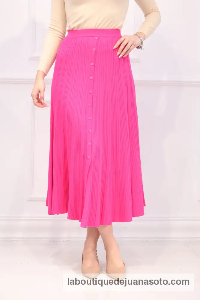Falda botones H-089 ROSA FUCSIA