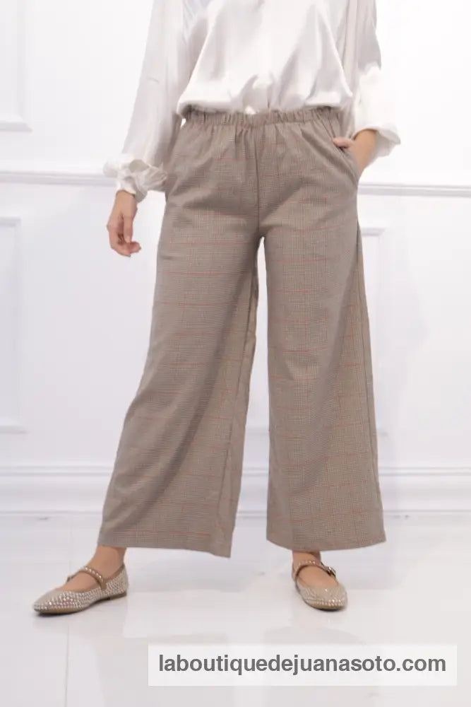 Pantalon cuadros PATA DE GALLO MARRON, NEGRO Y BEIG