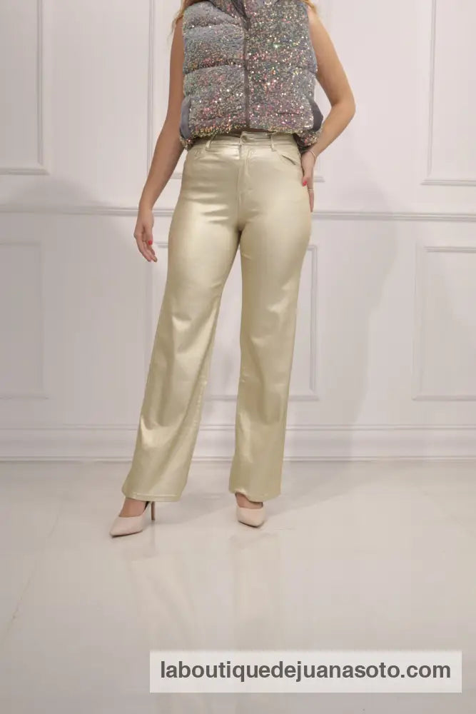 pantalon dorado metalizado XS717 38