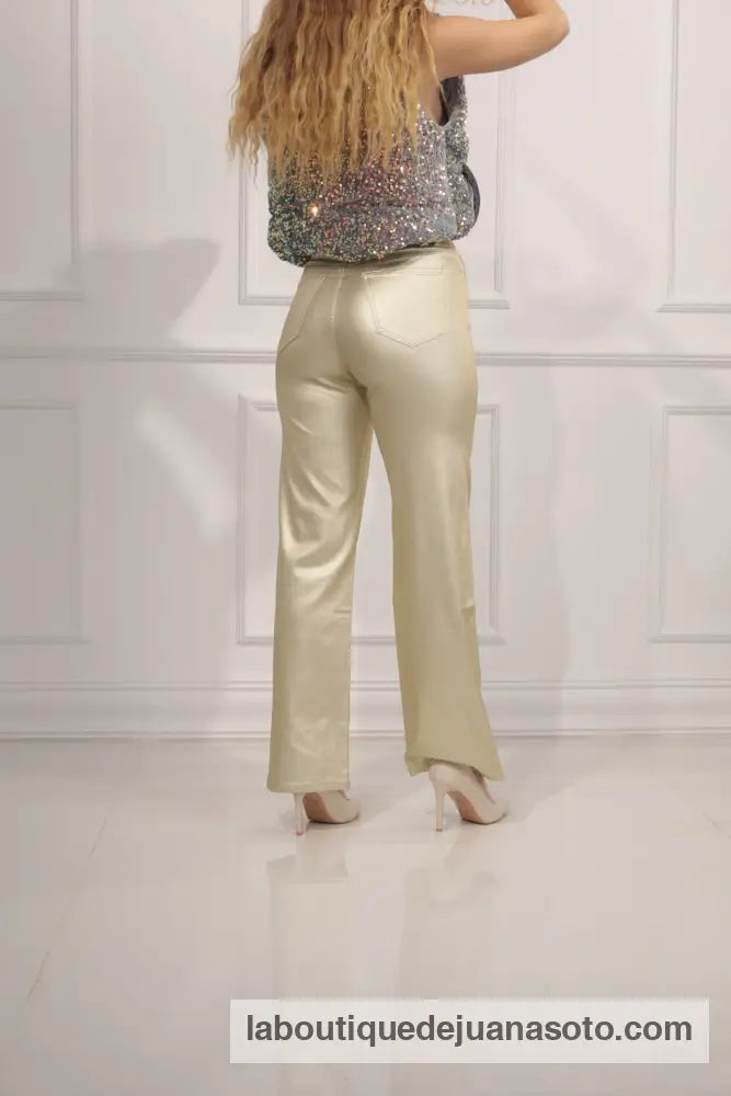 pantalon dorado metalizado XS717 38